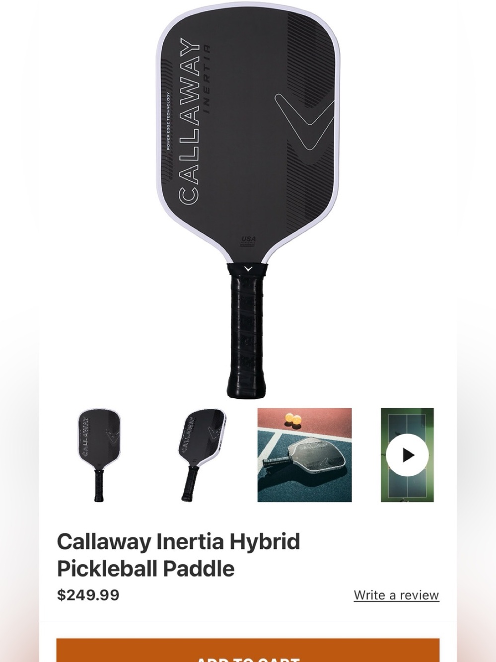 Callaway Black & White Inertia Pickleball Paddle 2026 - New w tags -send offers!
